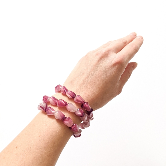 Chunky Purple Stackable Bracelet Trio Set - Picture 3 of 4